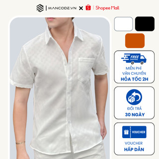 Sơ mi Nam MANCODE Cộc Tay Vải Dập Vân Nam Tính Chất Vải Chống Nhăn SM26