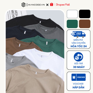 Áo thun nam MANCODE chất liệu cotton co dãn 2 chiều, cổ dệt, mặc đi học đi chơi