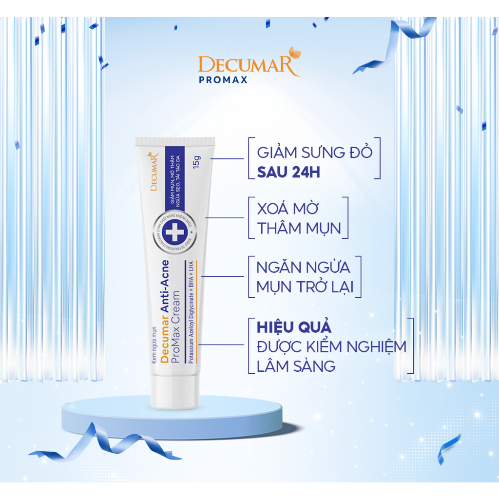 Kem Chấm Mụn Thế Hệ Mới Decumar ProMax Cream giảm mụn sưng đỏ mạnh mẽ, mờ thâm sẹo nhanh chóng sau 48h -tuýp15g