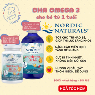 DHA Omega 3 cho bé từ 1 tuổi Nordic Naturals Children DHA dạng siro, viên mềm hàng air Loubean