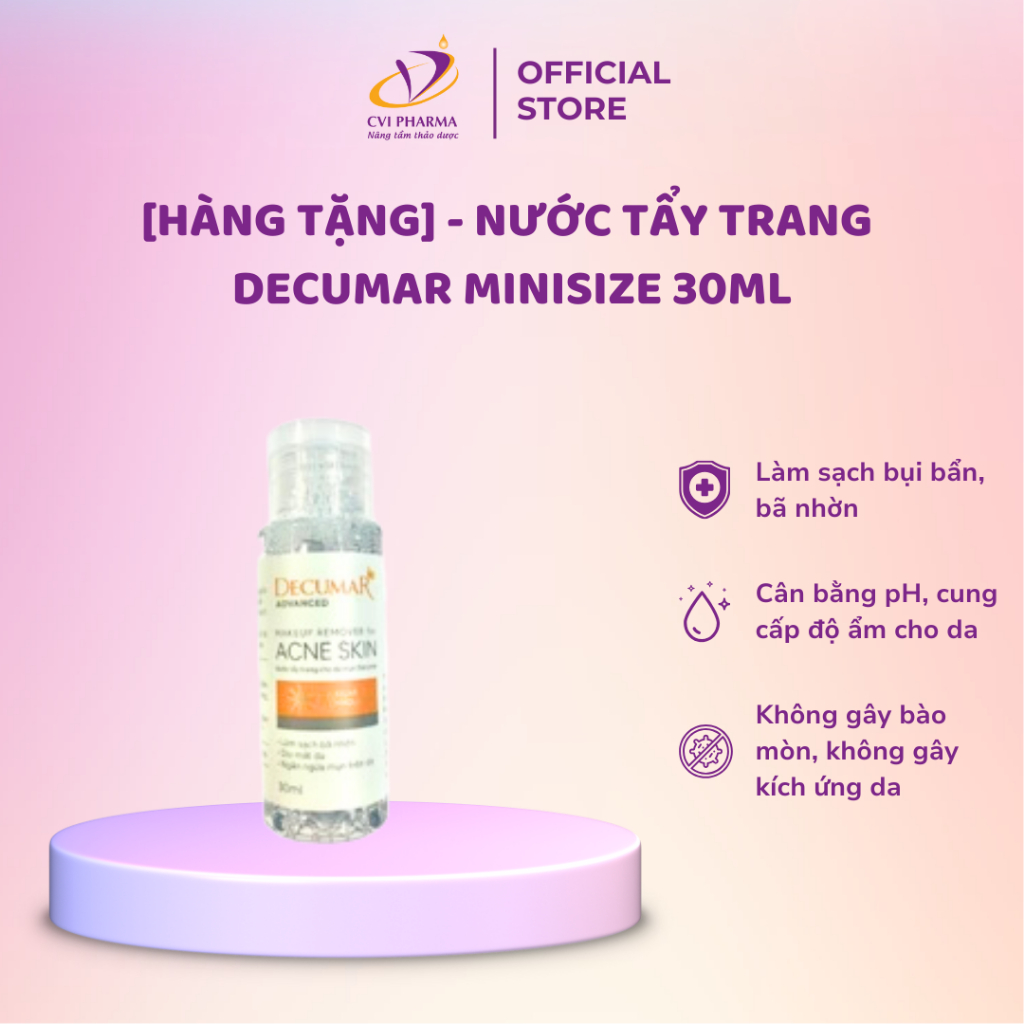 ( Hàng tặng không bán ) Nước tẩy trang cho da mụn Decumar Mini size 30ml