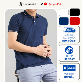 Áo polo nam MANCODE chất cotton dáng thể thao phối cổ kẻ AT05