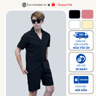 Bộ đồ nam MANCODE mùa hè, chất vải đũi cực thoáng mát, chống nhăn BN02