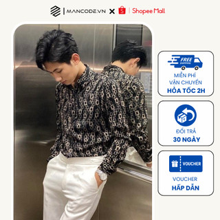 Áo sơ mi nam MANCODE dài tay họa tiết ô vuông chất lụa chống nhăn kiểu dáng Hàn Quốc SM11
