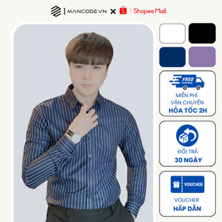 Áo sơ mi nam MANCODE kẻ sọc chất liệu dày dặn cao cấp SM07