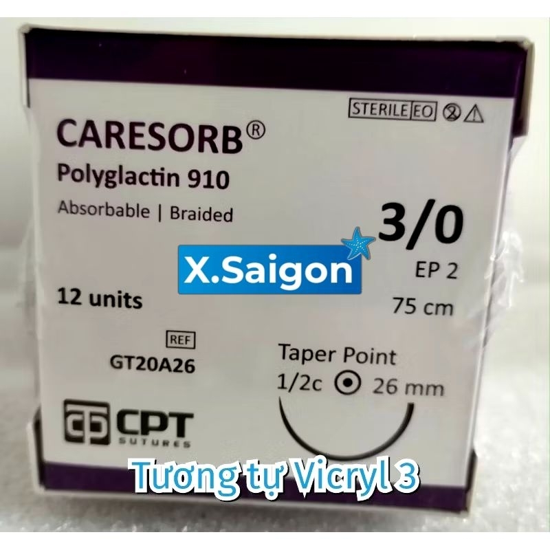 Chỉ phẫu thuật CARESORB 3/0 CPT (Tương tự Vicryl 3)