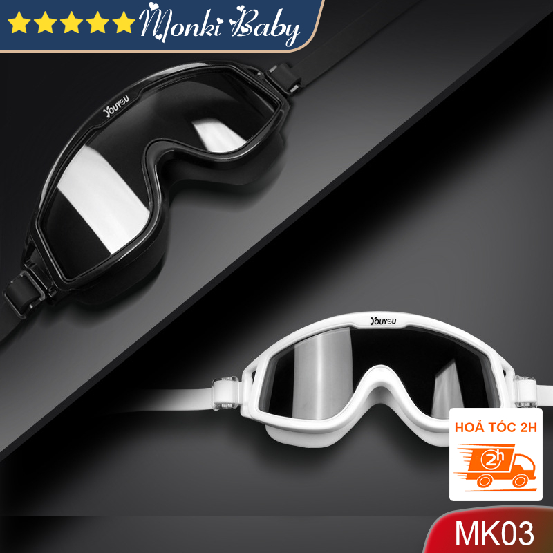 Kính bơi bản rộng, mắt kính lớn tăng tầm nhìn, antifog, chống vào nước và tia UV, dây silicone mềm c