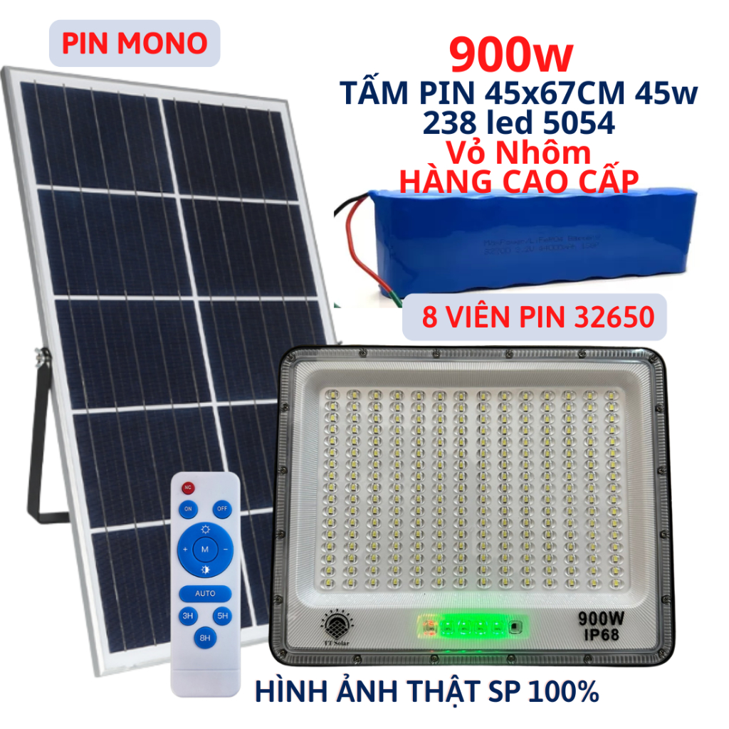 Đèn năng lượng mặt trời siêu sáng 1000w, 800w, 700w, 500w 300w, 100w Chống nước Ip67, Bh 2 năm