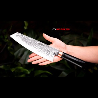 Dao thái thịt sắc bén rèn thủ công cán mun Cao Cấp N16TMDD HTX DAO PHÚC SEN