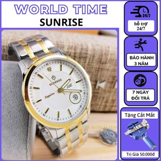 Đồng hồ nam Sunrise dây thép DM784SWA full hộp, thẻ bảo hành 3 năm, kính sapphire chống xước, chống nước