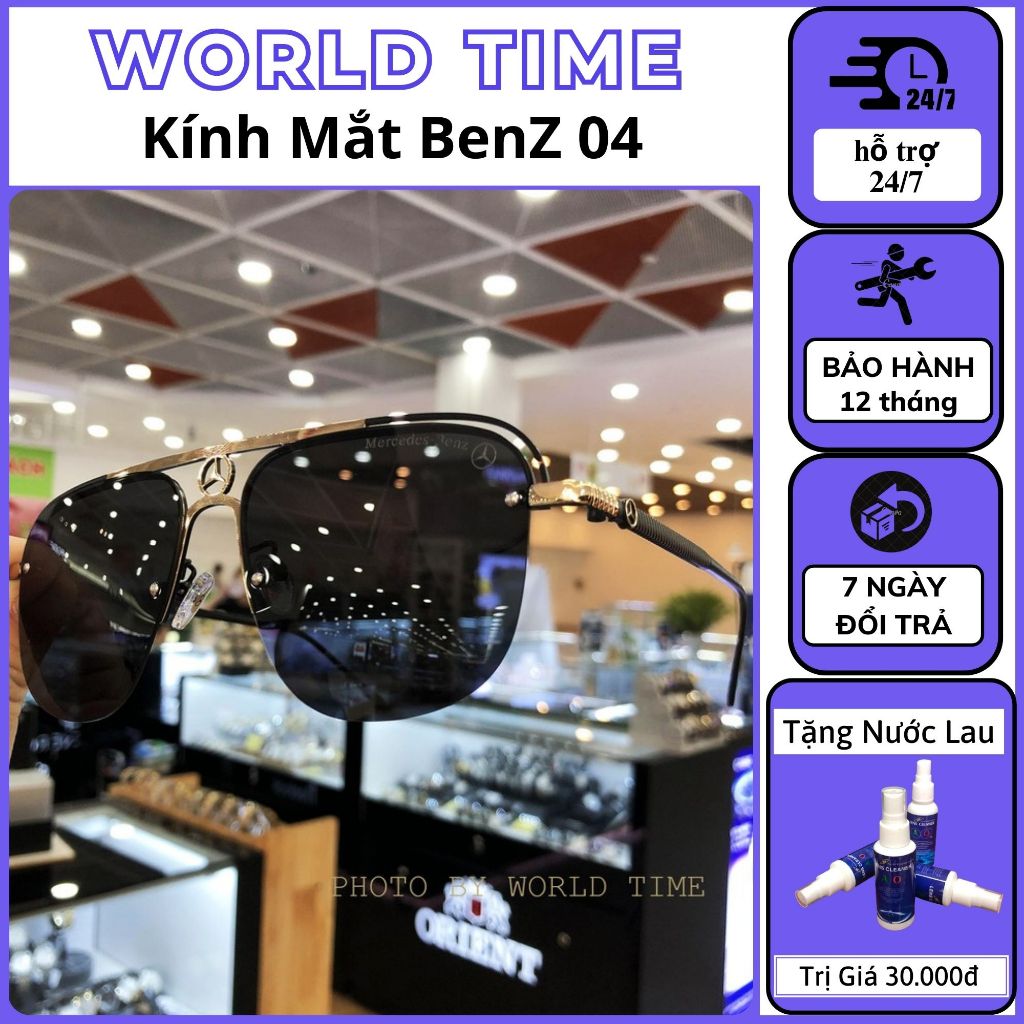 Kính mát nam Benz04 xanh tráng gương thời trang cao cấp ,full box, tròng Polazied, chống lóa , chống tia UV cực tốt