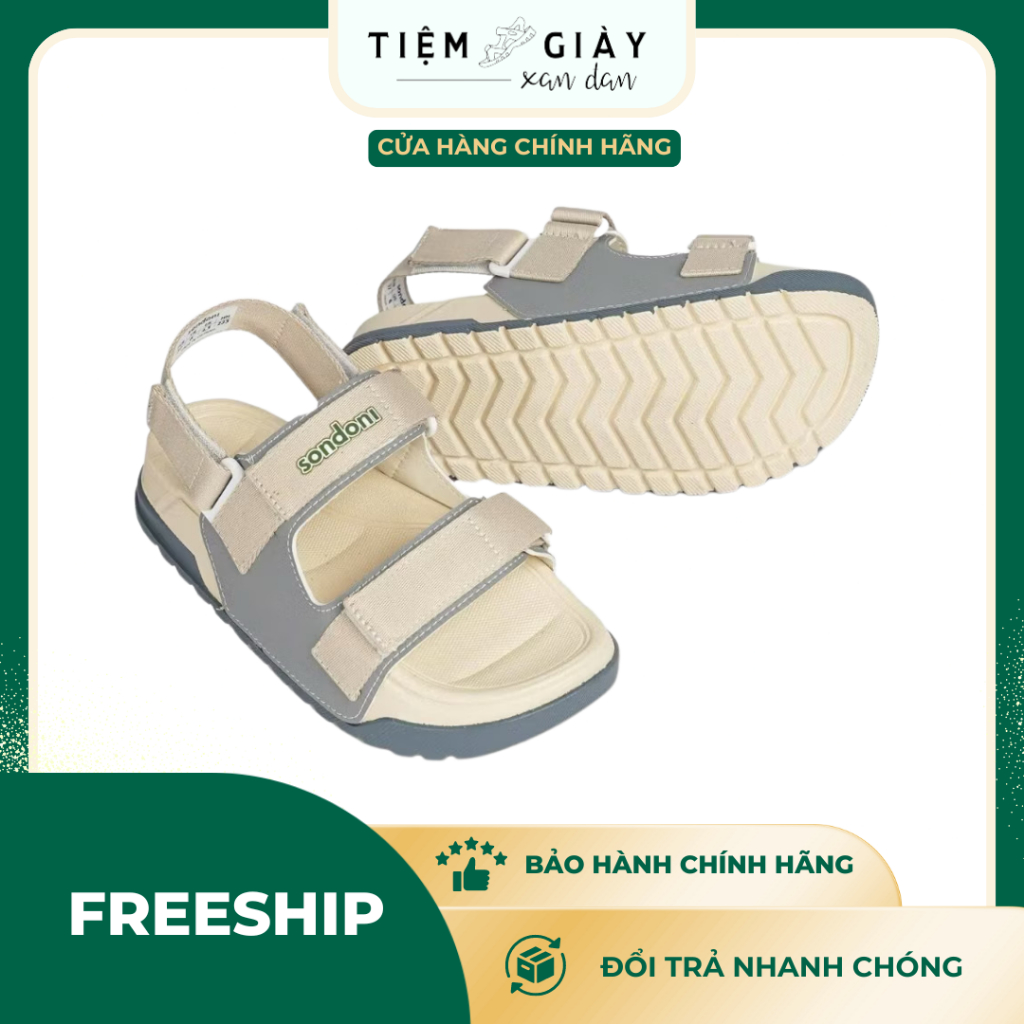 Giày Sandal Sondoni Đế Be Phối Quai Xám - Phù hợp đi học, đi làm, đi chơi - S5