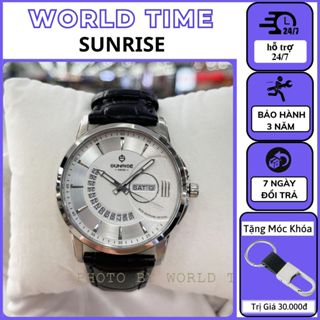Đồng hồ nam Sunrise dây da 1130SA  Full Hộp , Kính Sapphire Chống Xước , Chống Nước , Bảo hành chính hãng 3 năm