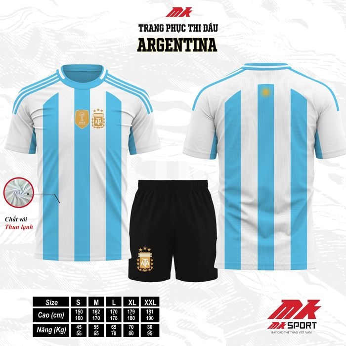 Bộ quần áo bóng đá Messi ĐT Argentina - In tên số giá rẻ
