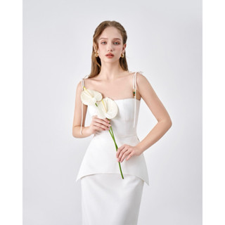  Set áo hai dây xẻ tà và chân váy dài - Luna top and midi skirt - RED BEAN 