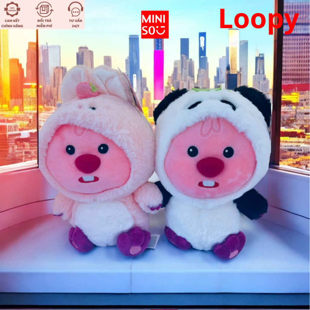 Thú bông Loopy Panda và Loopy Rabbit chính hãng Miniso 25cm