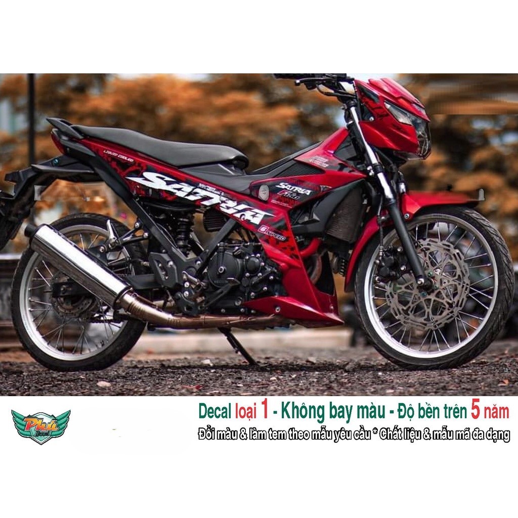 Tem rời xe Satria đỏ trắng đen ( mới ) (B)