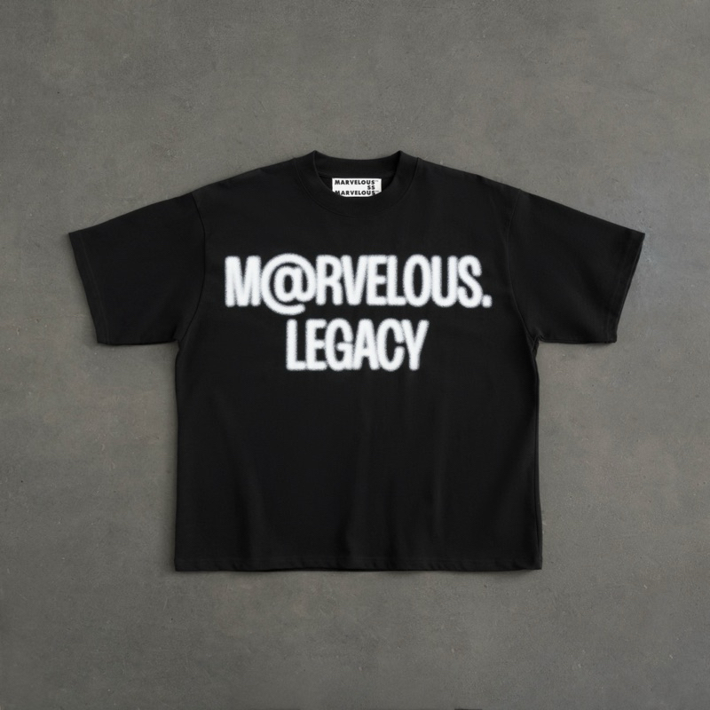 ÁO THUN MARVELOUS LOGO SIGNATURE WHITE IN BLACK