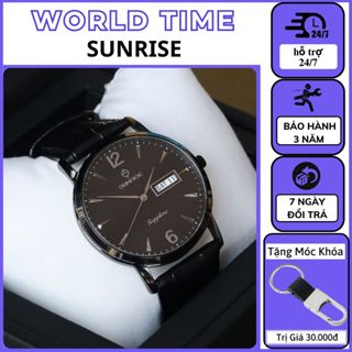 Đồng hồ nam sunrise DM778SWA   chính hãng Full Box  sapphire chống xước , chống nước, dây da cao cấp