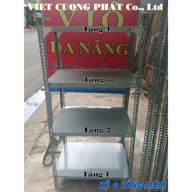 Kệ V lỗ 4 tầng - MS: V40.04 (D60cm x R40cm x C100cm) - Đã đủ bộ kệ 4 mâm. Mâm lẻ 40x60 mua thêm