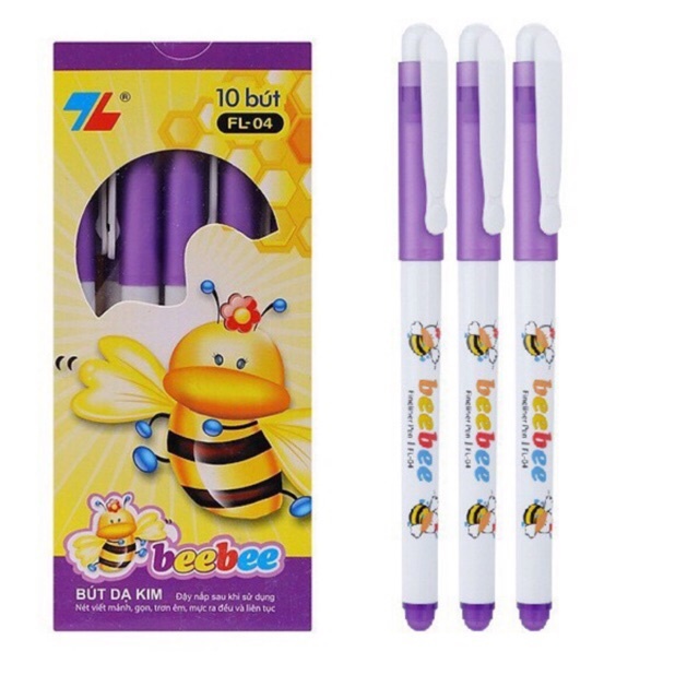 Hộp10 bút mực tím bebe Fl 04, hộp bút bebe, bút mực tím, bút bebe