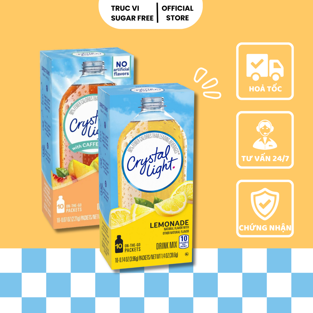Bột Trái Cây CRYSTAL LIGHT Không Đường ( eat clean, low carb, keto, tiểu đường)