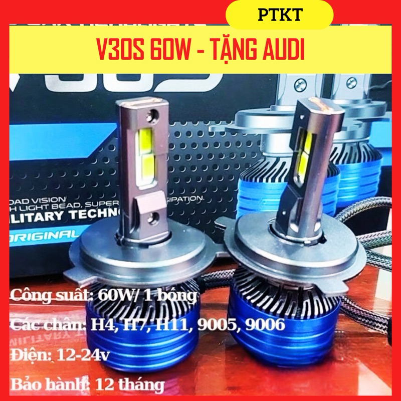 Pha led V30s Siêu sáng với 24 chipled, có đầy đủ các chân  H1,H4, H7, H11, 9005, 9006( giá 1 bóng).