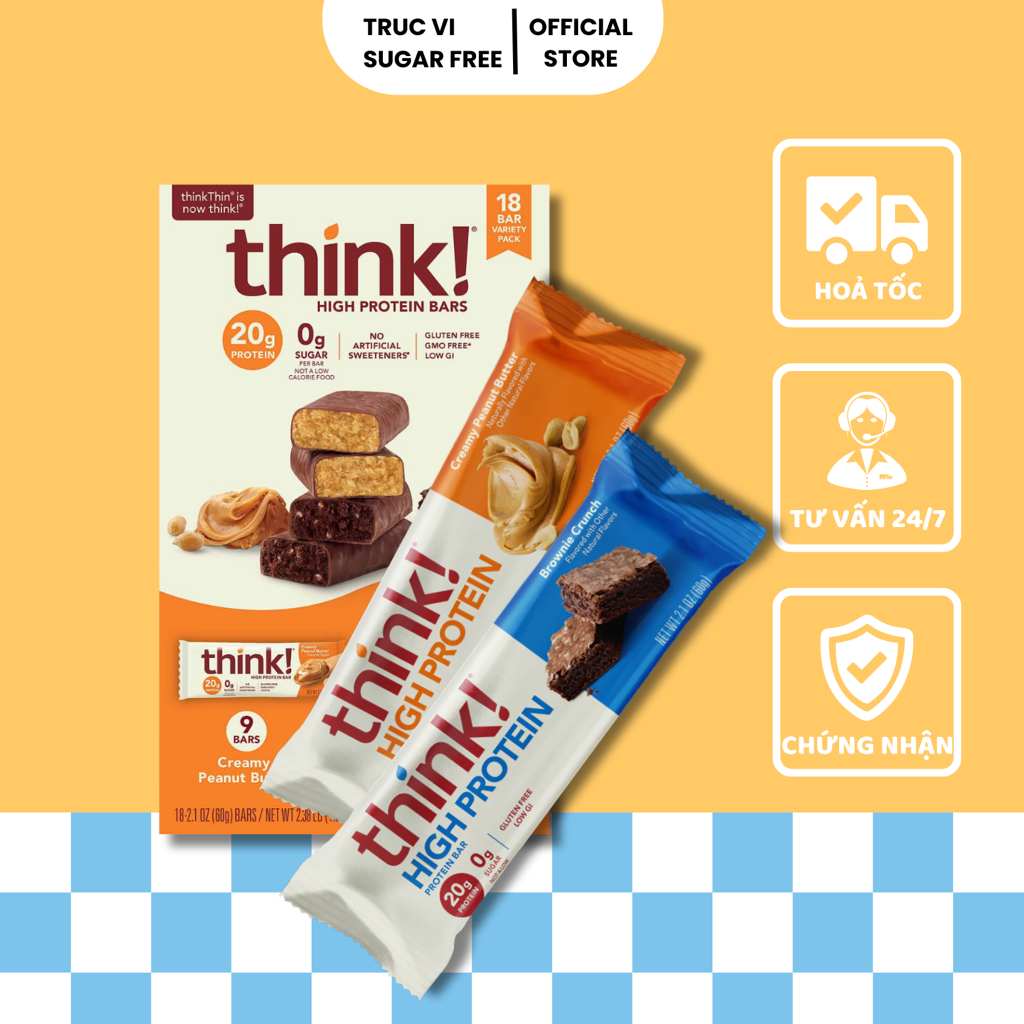 Thanh Protein THINK không đường (eat clean, keto, gymer)