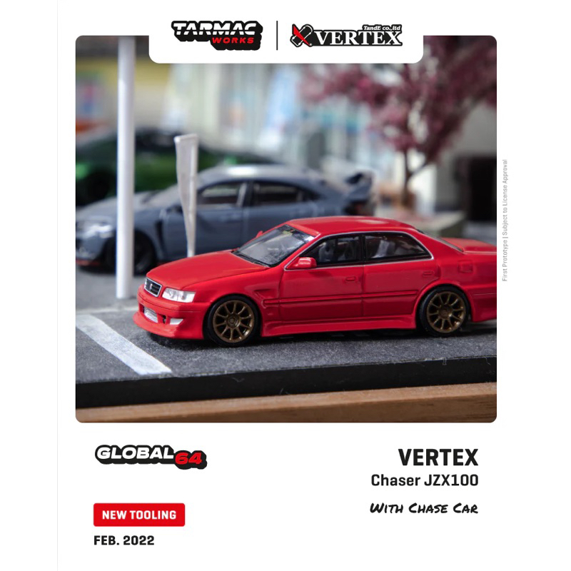 Xe mô hình Tarmac Works VERTEX Toyota Chaser JZX100 Metallic Red