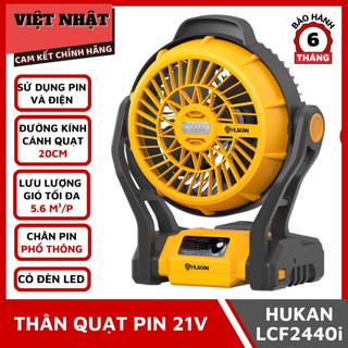 Quạt pin Hukan LCF2440i mini mới nhất, chân pin phổ thông, có đèn led siêu sáng và có thể cắm điện trực tiếp