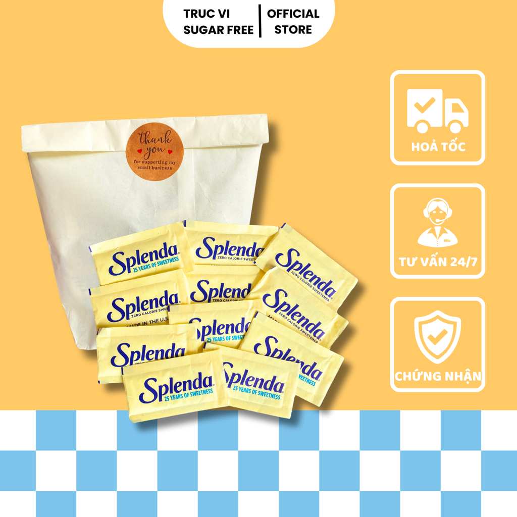 (Set 50-100-200 gói) ĐƯỜNG SPLENDA ăn kiêng Không Calo (tiểu đường, eat clean, keto)
