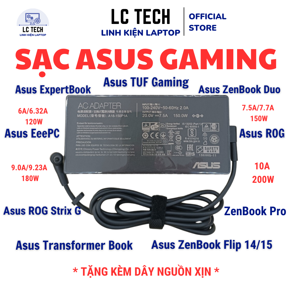 Sạc ASUS 120W 150W 180W 200W 240W, Sạc Asus ROG, Sạc Asus ROG Strix, Sạc Asus ROG Flow, Sạc Asus TUF