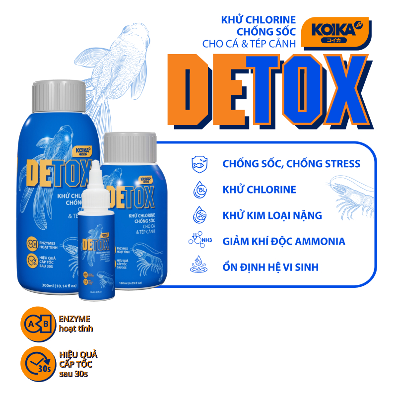 KOIKA DETOX | khử Clo, Giảm Stress, Chống Sốc Cho Cá Tép Hồ Cá Thuỷ Sinh