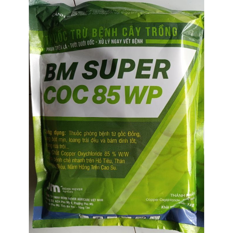 Coc85 WP BM Super gói 1kg hữu hiệu thán thư trên Điều, Nấm hồng trên cây Cao Su.