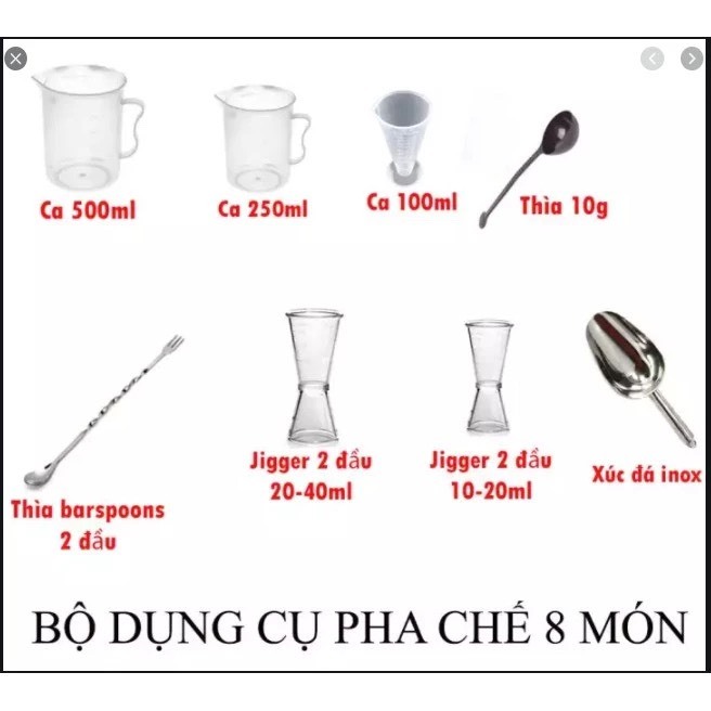 Bộ 8 món dụng cụ pha chế- định lượng
