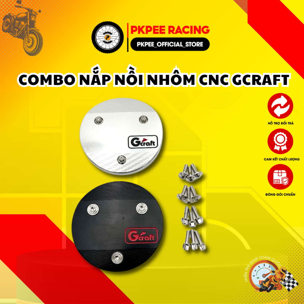 Combo Nắp Nồi Nhôm CNC Gắn Future Led Mẫu Gcraft Kèm 3 Ốc Inox 304 Gắn Future Phụ Kiện Xe PKPEE