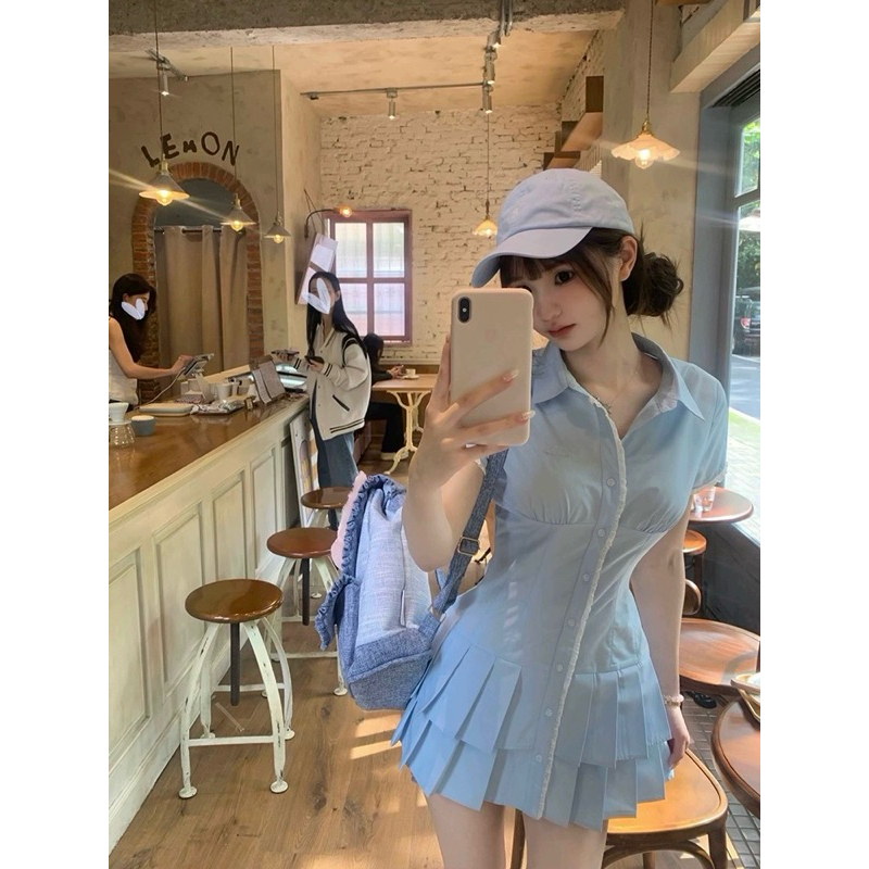 Đầm Sơmi Xếp ly Tầng Savie (Có Bigsize)