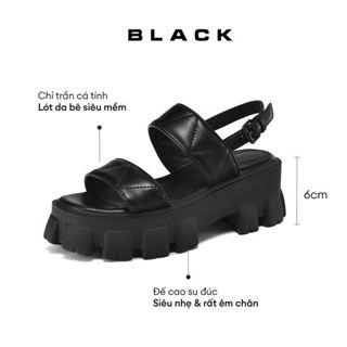  ENSo - Dép Da Thật DARIA Màu Đen Đế Cao 6cm 