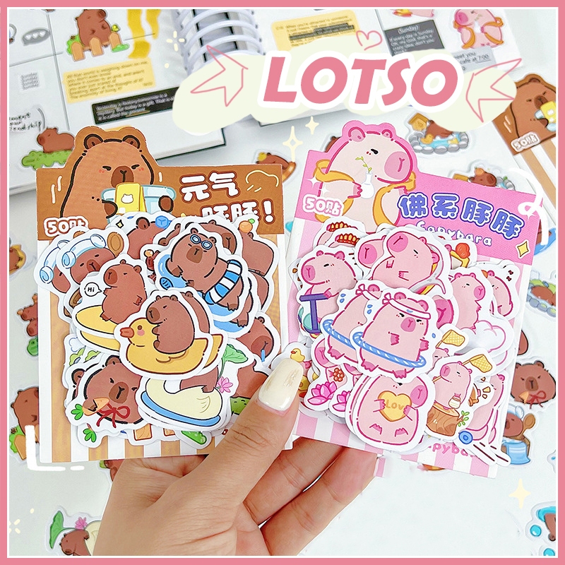 Set 50 Sticker Cắt Sẵn Capybara, Lotso, Sanrio. Nhãn Dán Hoạt Hình Trang Trí Lotso VN - VPP ls007003