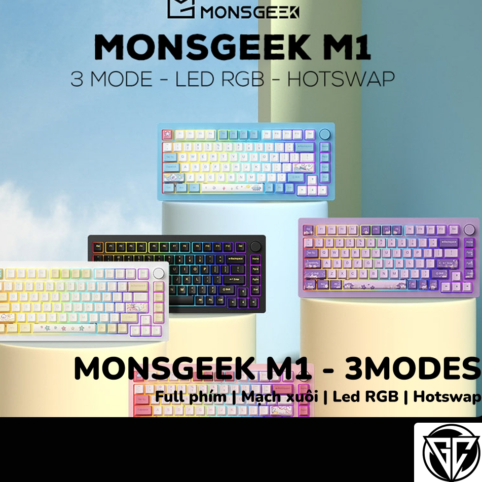Monsgeek M1W - Bàn Phím Cơ Monsgeek M1W RGB Mạch Xuôi kết nối 3 chế độ (Nhôm CNC, Gasket Mount)