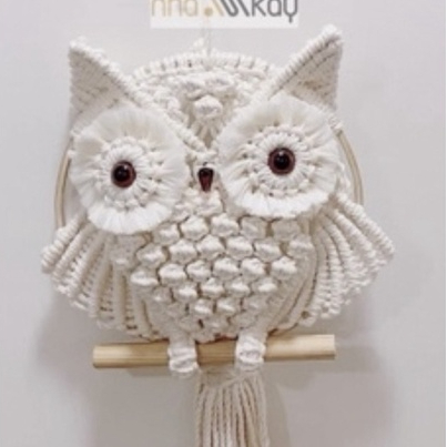 Cú Mèo Macrame Trang Trí