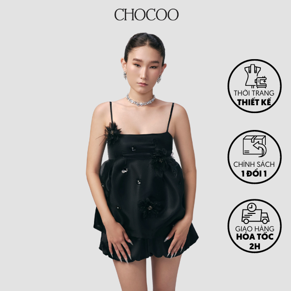 Set áo hai dây và quần bí thiết kế Chocoo Feria Bloom Set form babydoll, hoa tơ cách điệu sang trọng