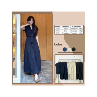 METWO. - Set công sở 2 món áo cổ vest tay hến phối vạt nơ cavat thuỷ thủ kèm chân váy midi xoè dài tiểu thư ulzzang HQ