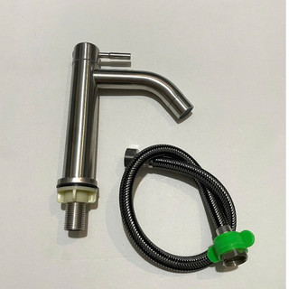 [RẺ VÔ ĐỊCH] Vòi lavabo lạnh inox 304 kèm dây cấp nước lạnh,  vòi rửa mặt lạnh