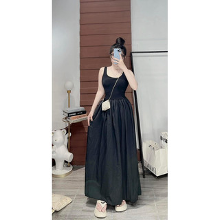 Đầm maxxi hai dây ba lỗ đan dây chéo lưng dáng xoè dài