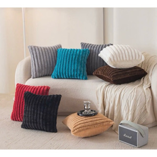 [ 43X43 cm] GỐI TỰA LƯNG SOFA VẢI NHUNG LÔNG DÀI MỊN VÂN SỌC NỔI TO CAO CẤP SBK253