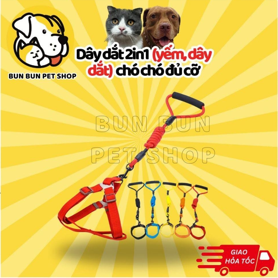 Dây dắt 2in1 (yếm, dây dắt) chó chó đủ cỡ