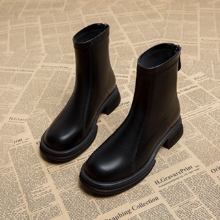 Bốt nữ boots da mềm khóa sau đế thấp 3 cm cao cấp -Boot cao cổ thời trang mùa đông