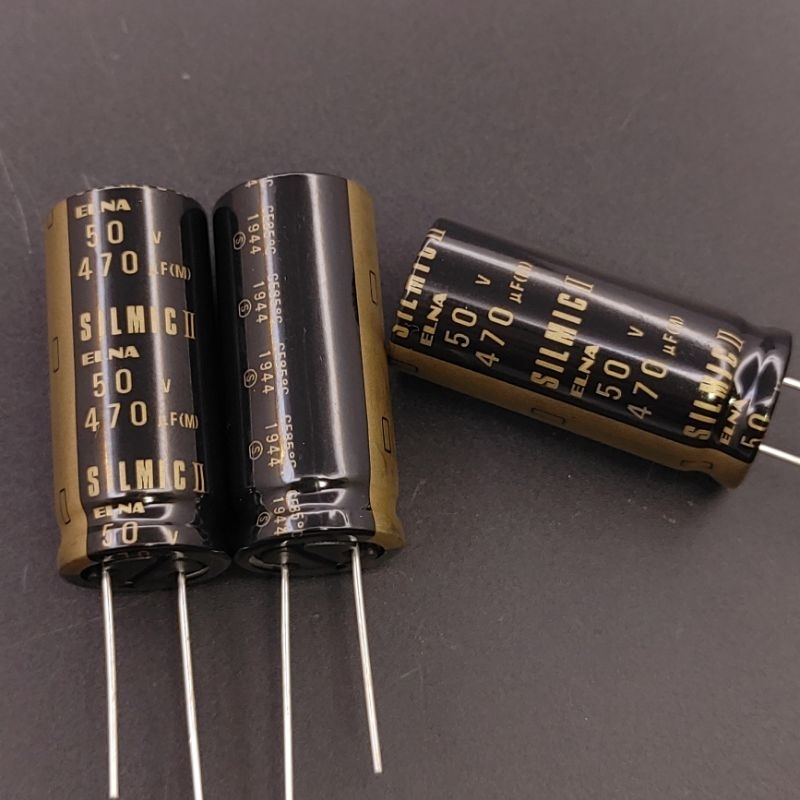 (1 con) Tụ điện Elna Silmic II 50V 470uF 16x37mm chính hãng