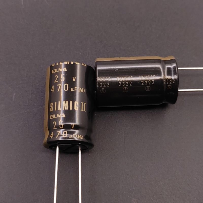 (1 con) Tụ điện Elna Silmic II 25V 470uF 16x27mm chính hãng